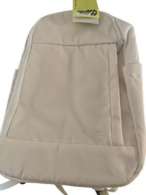 All In Motion Beige Backpack With Padded Straps & Multiple Pockets Lightweight &